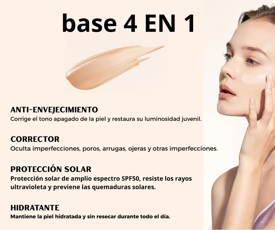 SkinFuse™ | Hybrid 4 en 1 Base Facial | Cubre, protege y dura 12 horas seguidas